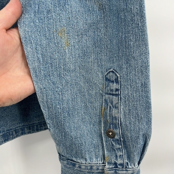 Vintage denim snowman Christmas button up size large - Picture 5 of 6